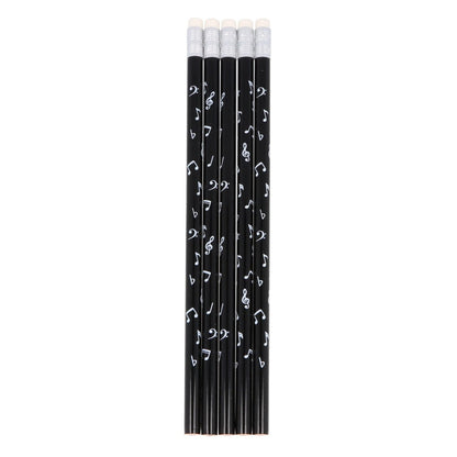 Note mix pencils with eraser, notes, treble clef, bass clef in white or black