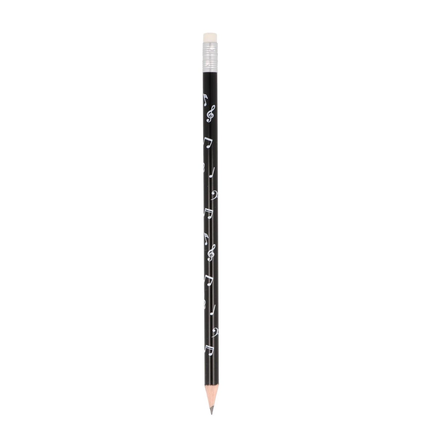 Note mix pencils with eraser, notes, treble clef, bass clef in white or black