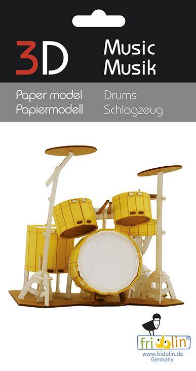 3D-Papiermodell, verschiedene Instrumente zum selbst zusammenbauen