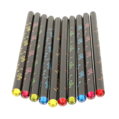 colored note mix pencils with decorative gemstone