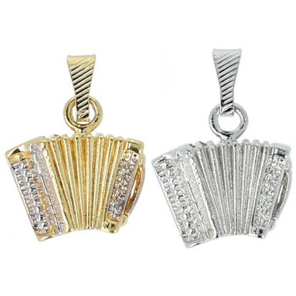 Accordion pendant, without chain, silver-plated or gold-plated