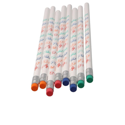 colored music lines pencils with erasers