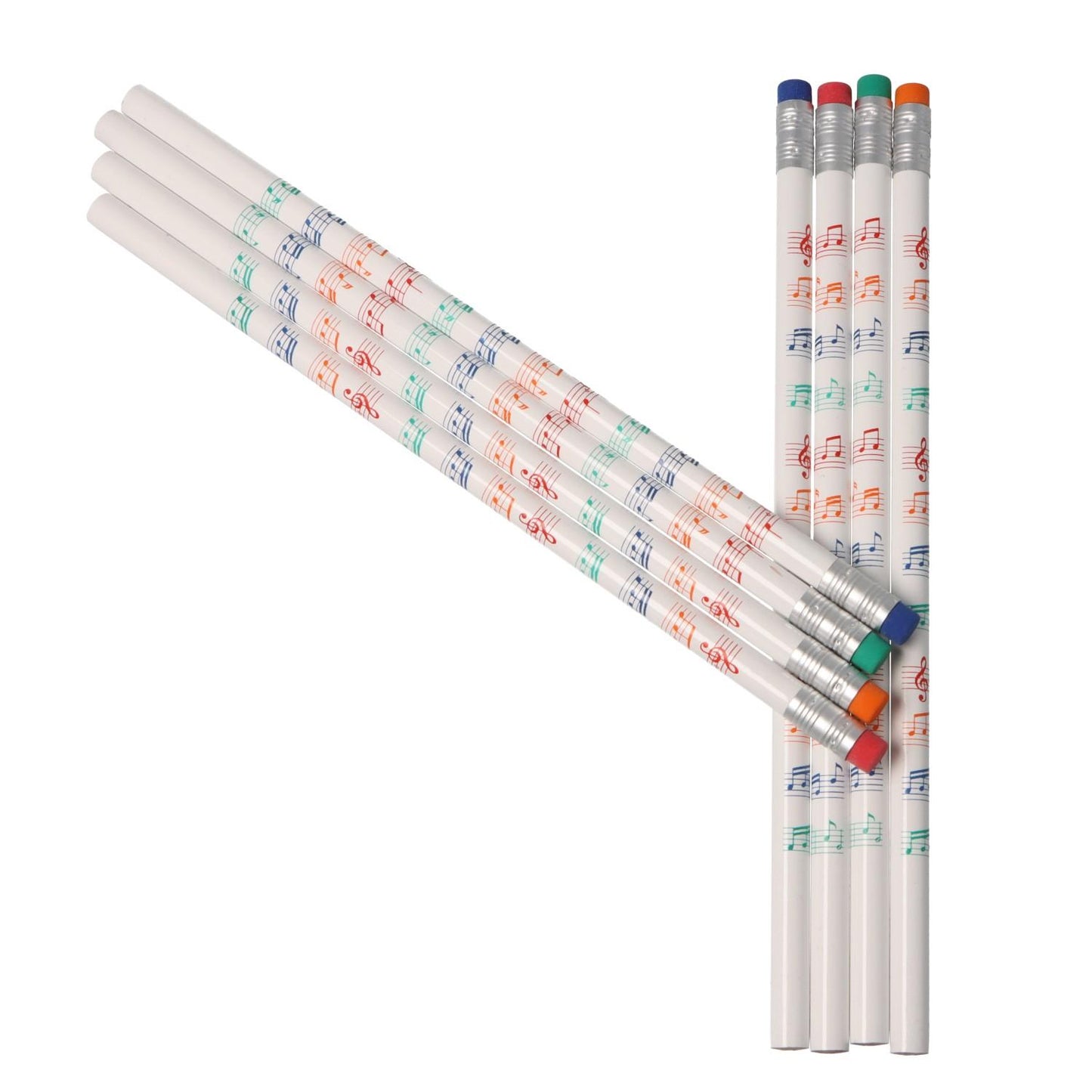 colored music lines pencils with erasers