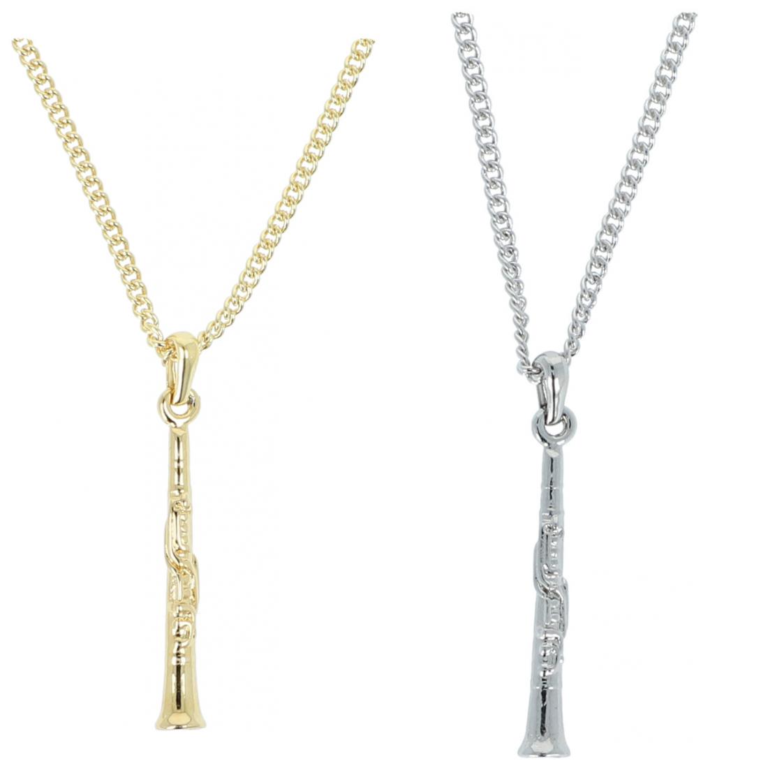 Clarinet pendant, with chain, silver-plated or gold-plated