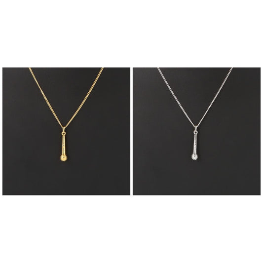 Microphone pendant, with chain, silver-plated or gold-plated
