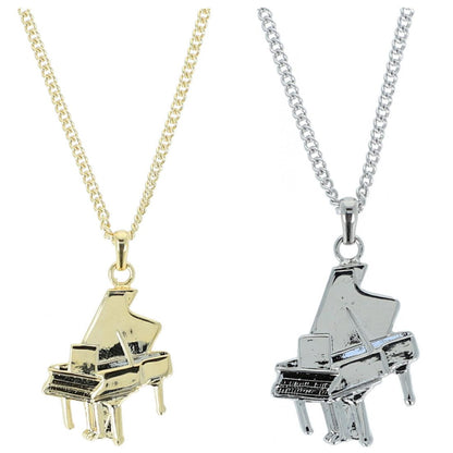 Piano pendant with chain, silver-plated or gold-plated, grand piano