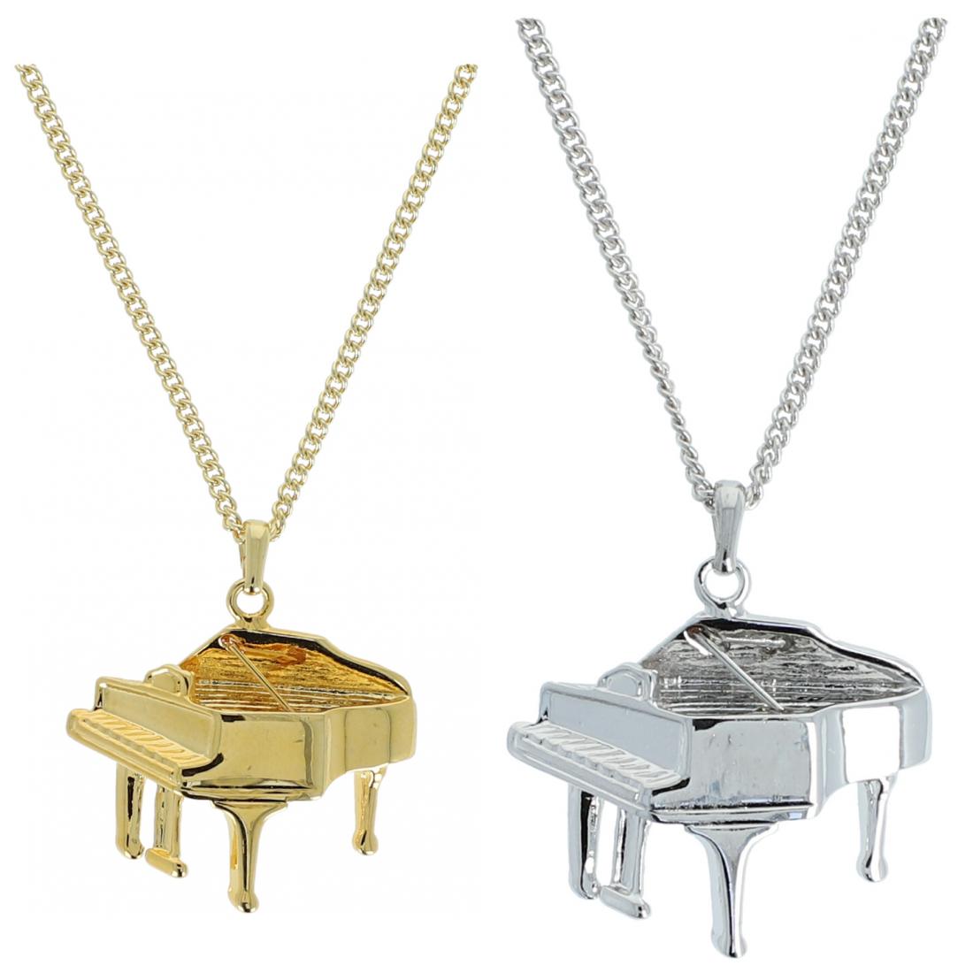 Piano pendant with chain, silver-plated or gold-plated, grand piano