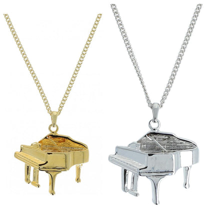 Piano pendant with chain, silver-plated or gold-plated, grand piano