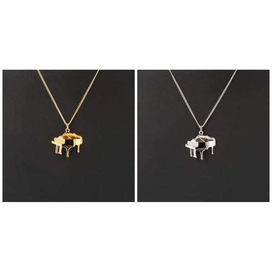 Piano pendant with chain, silver-plated or gold-plated, grand piano