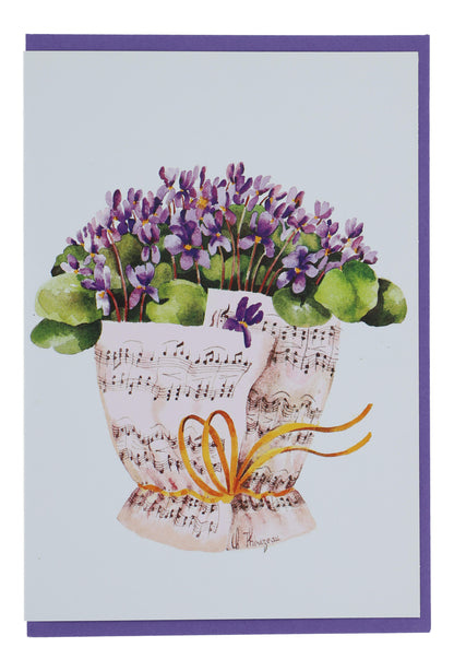 Double card, bouquet of notes, various flowers