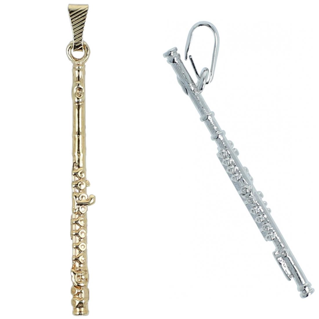 Flute pendant, without chain, silver-plated or gold-plated