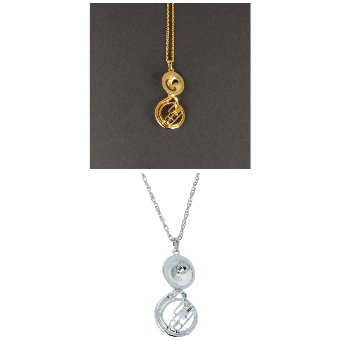 Sousaphone pendant, with chain, silver-plated or gold-plated