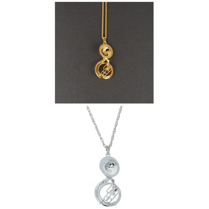 Sousaphone pendant, with chain, silver-plated or gold-plated