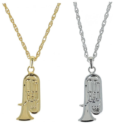 Tuba pendant, with chain, silver-plated or gold-plated