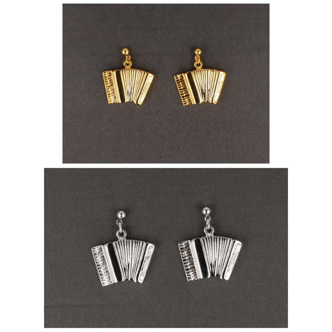 Accordion earrings, silver-plated or gold-plated