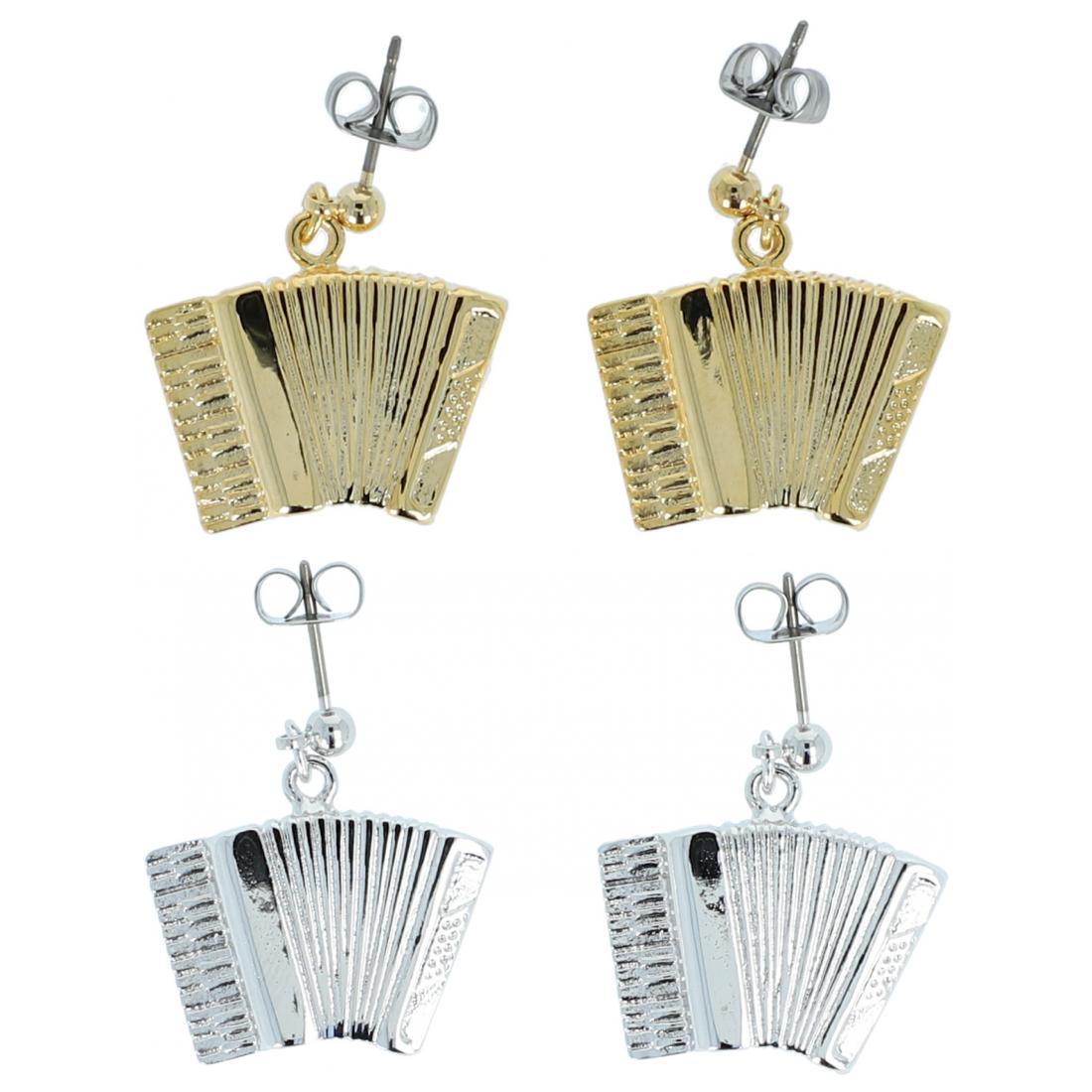 Accordion earrings, silver-plated or gold-plated