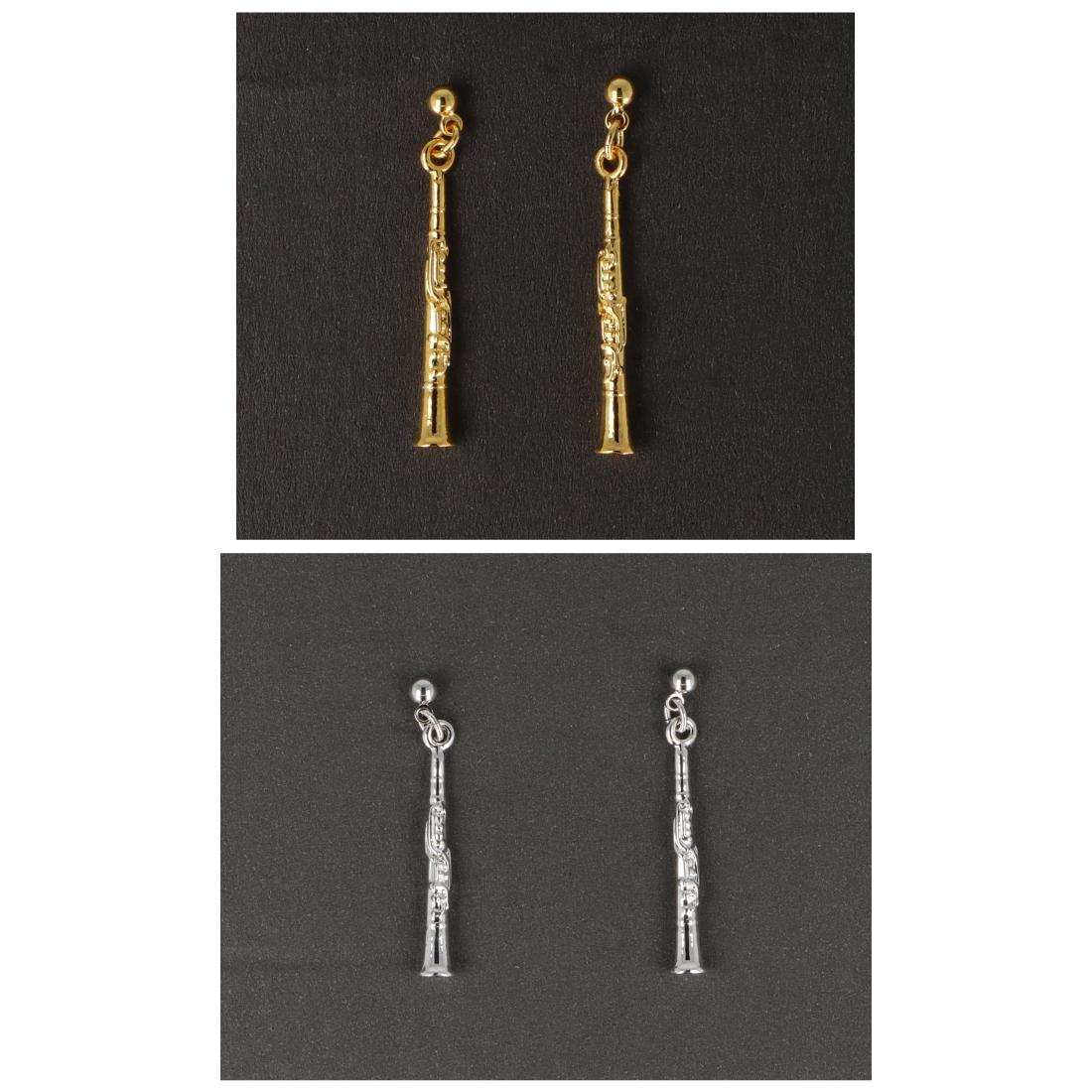 Clarinet earrings, silver-plated or gold-plated