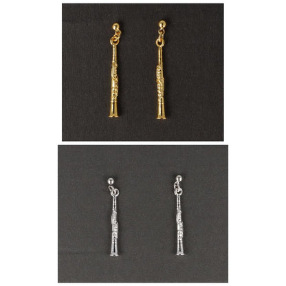 Clarinet earrings, silver-plated or gold-plated