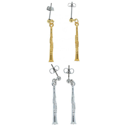 Clarinet earrings, silver-plated or gold-plated