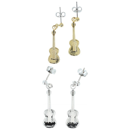 Concert guitar earrings, silver-plated or gold-plated