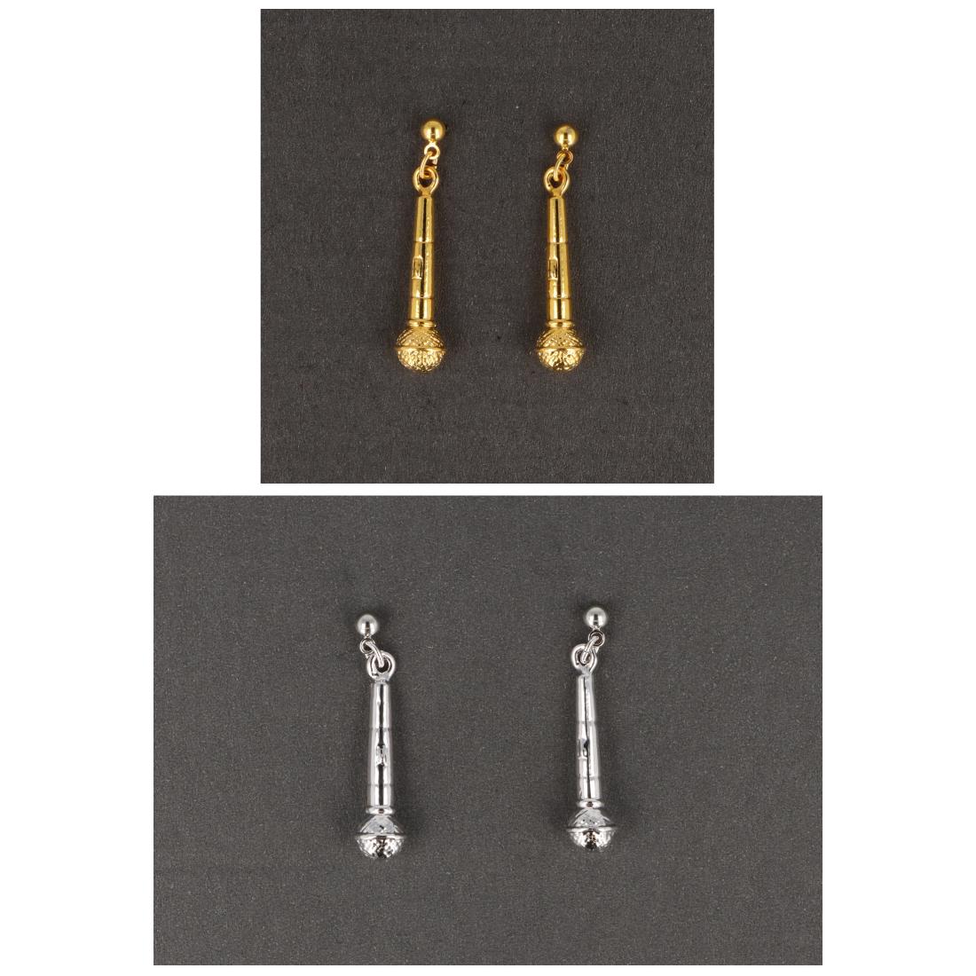 Microphone earrings, silver-plated or gold-plated