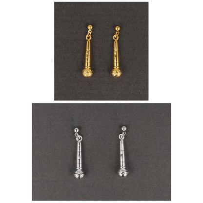 Microphone earrings, silver-plated or gold-plated