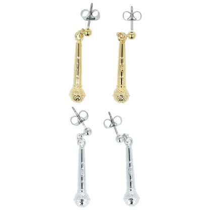 Microphone earrings, silver-plated or gold-plated