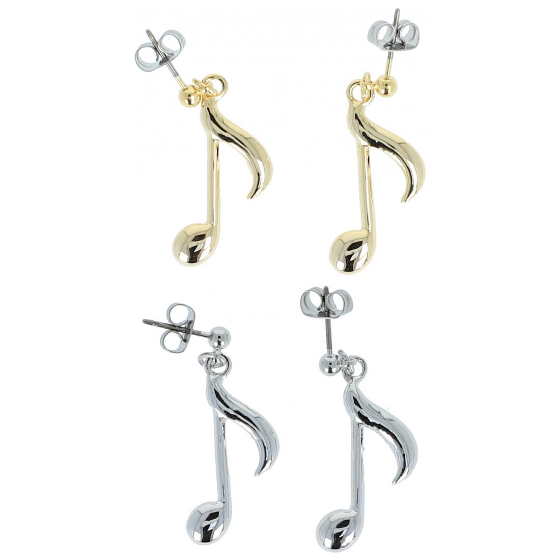 Eighth note earrings, silver-plated or gold-plated