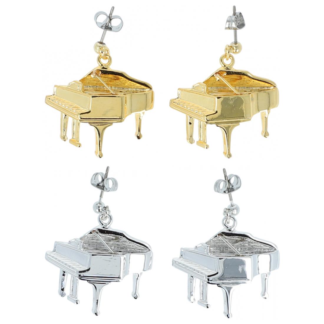 Piano earrings, silver-plated or gold-plated