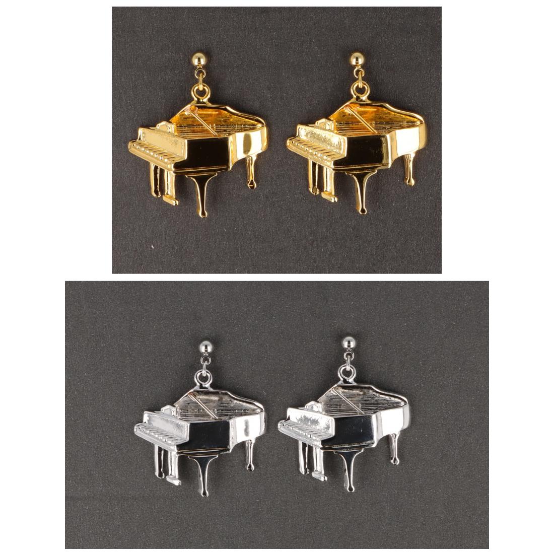 Piano earrings, silver-plated or gold-plated