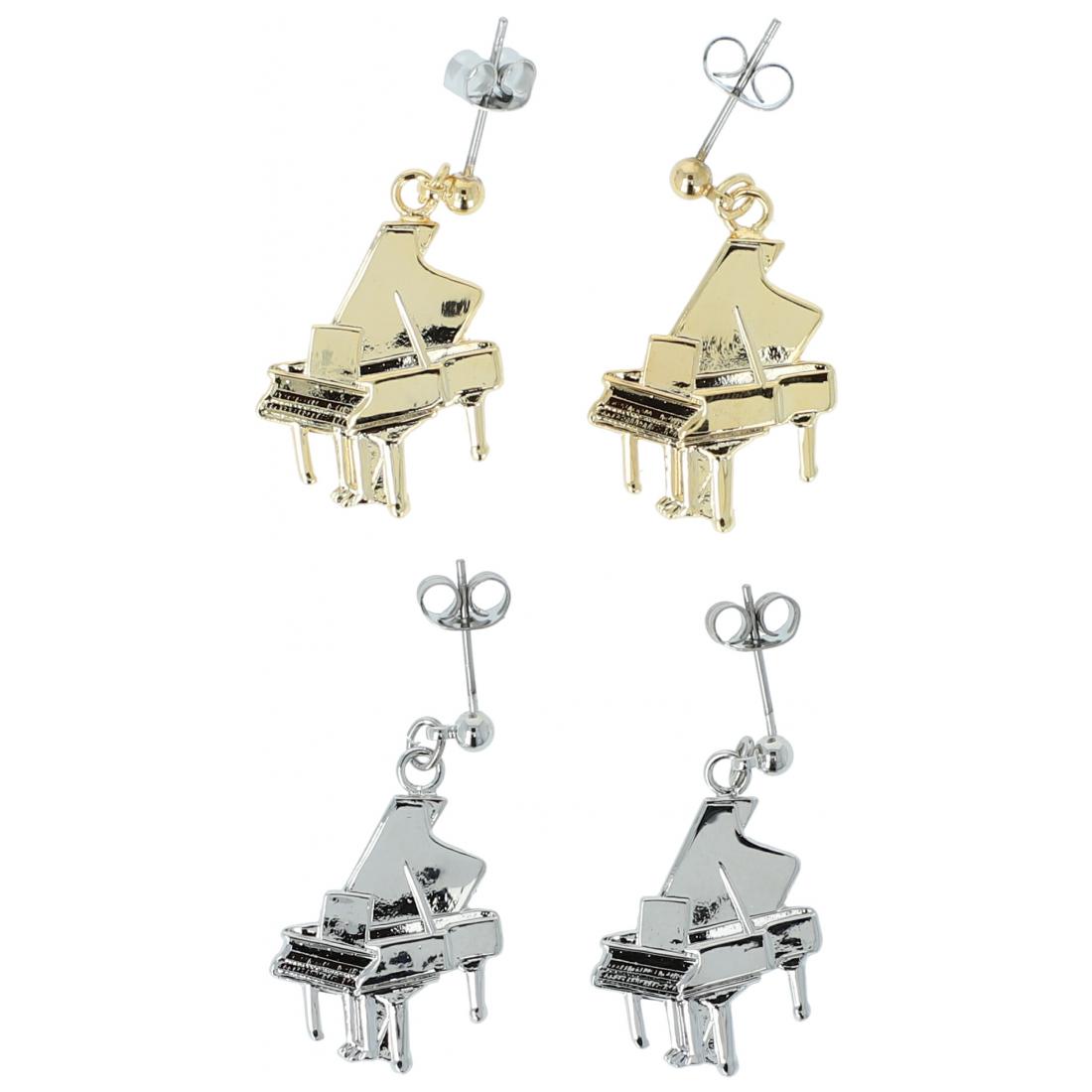 Piano earrings, silver-plated or gold-plated