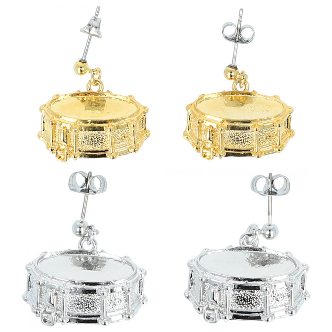 Snare drum earrings, silver-plated or gold-plated