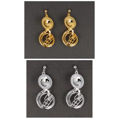 Sousaphone earrings, silver-plated or gold-plated