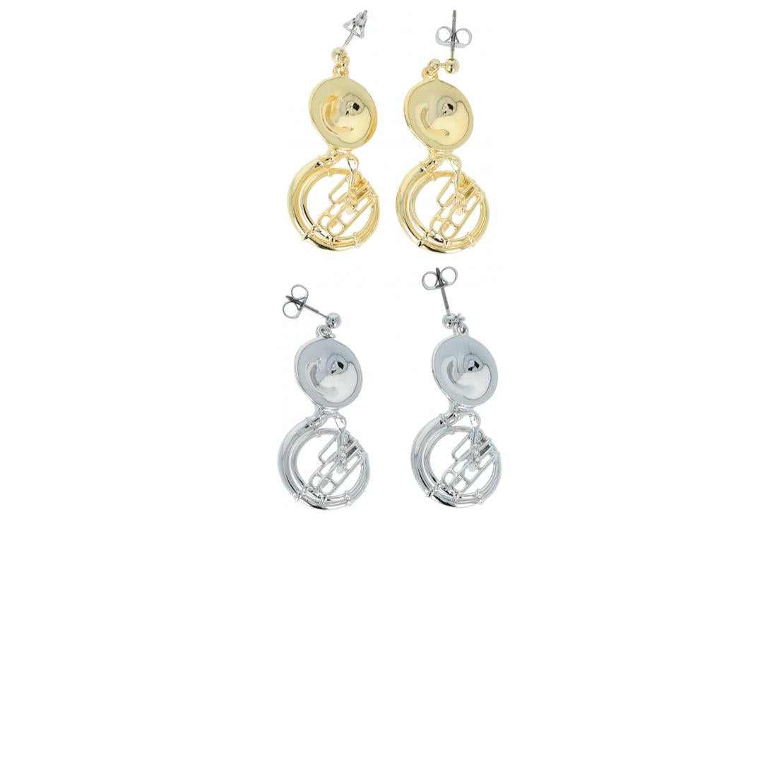 Sousaphone earrings, silver-plated or gold-plated