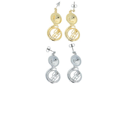 Sousaphone earrings, silver-plated or gold-plated