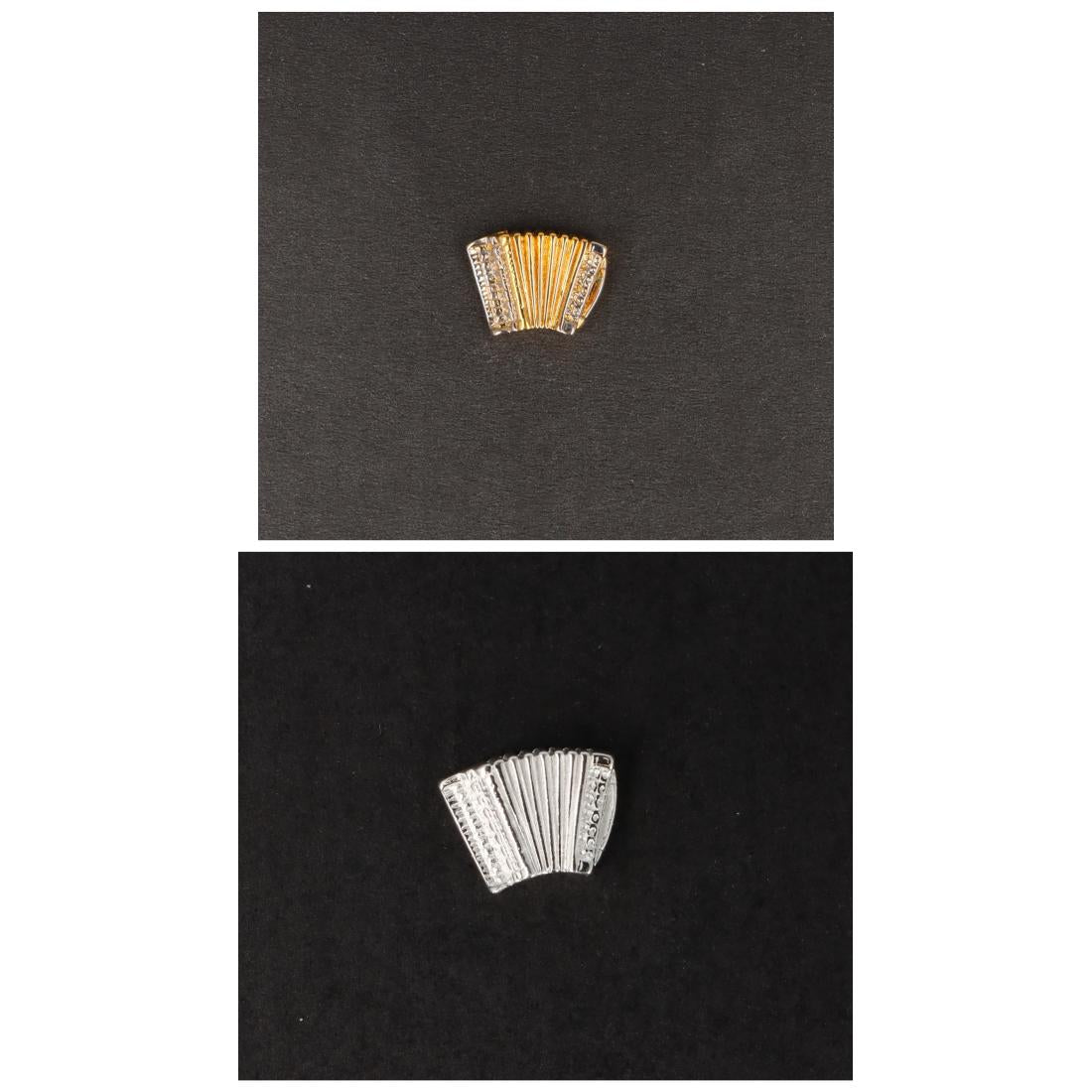 Accordion pin, silver-plated or gold-plated