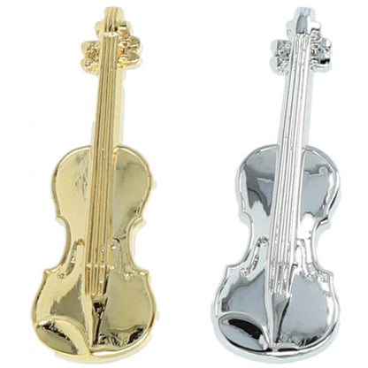 Violin pin, silver-plated or gold-plated