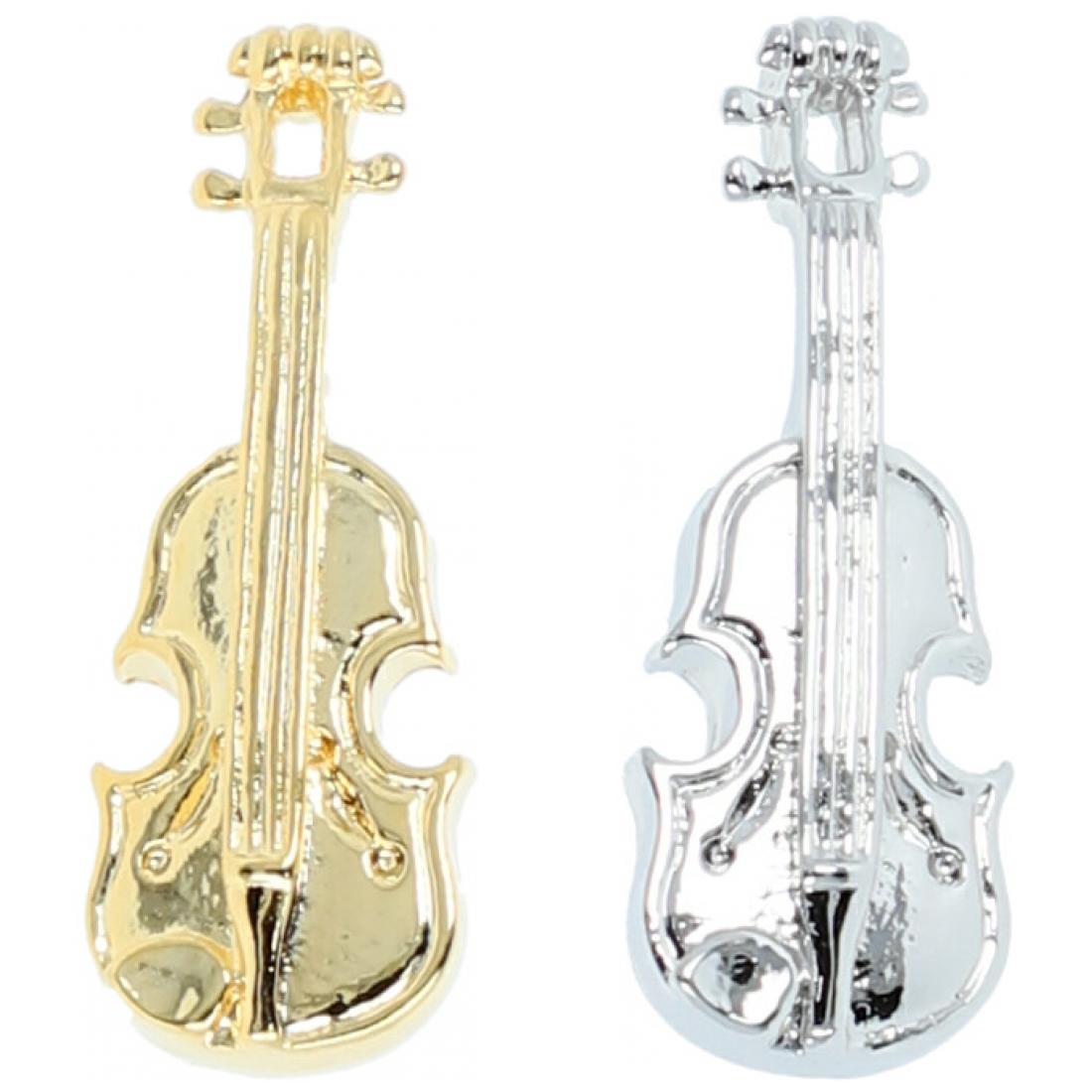 Violin pin, silver-plated or gold-plated