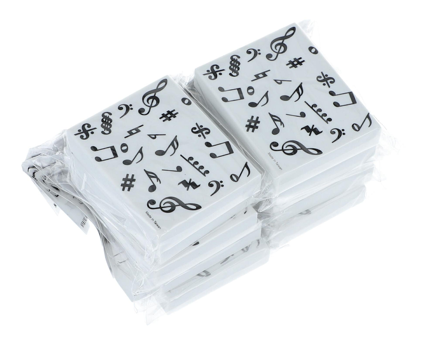 Pack of 10 erasers, 5 different music motifs