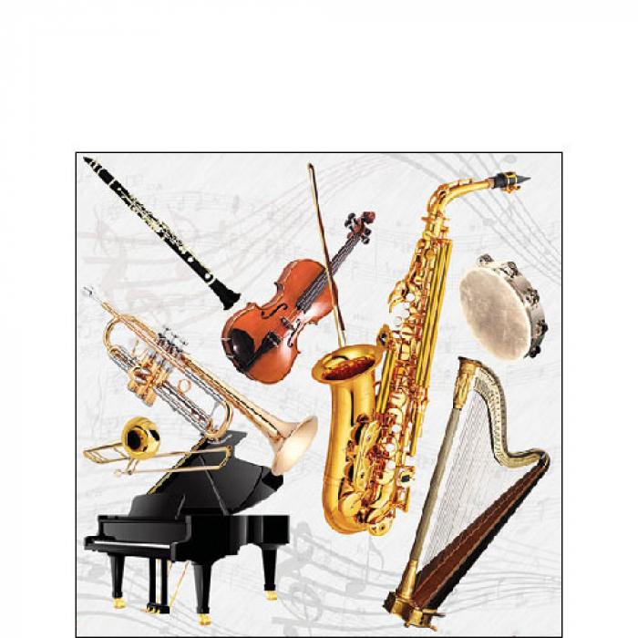 Servietten Music Instruments (Cocktailformat)