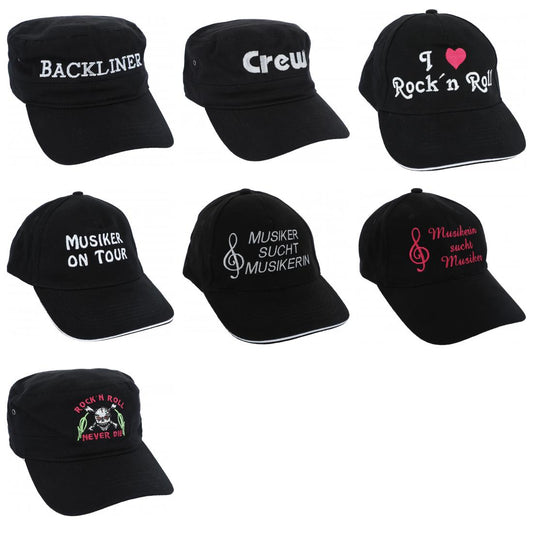Baseball-Cap mit Musiker-Sprüchen, schwarz, Baumwolle