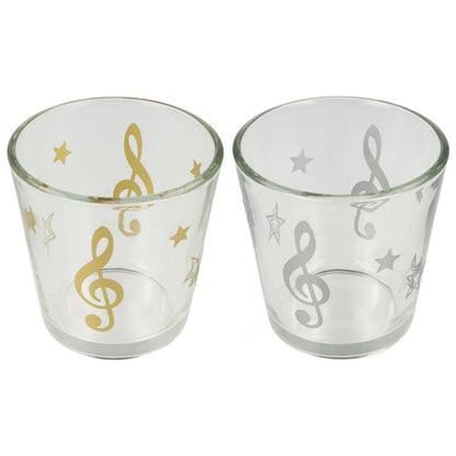 Christmas tealight glass with treble clef and stars, lantern