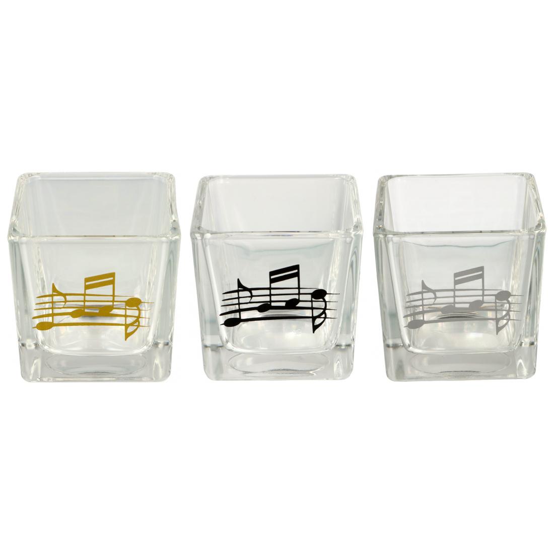 square tealight glass with music line and note in different colors