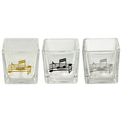 square tealight glass with music line and note in different colors