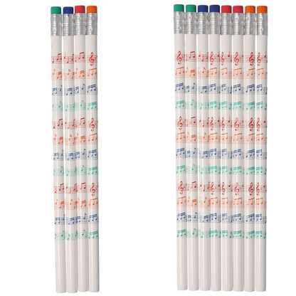 colored music lines pencils with erasers