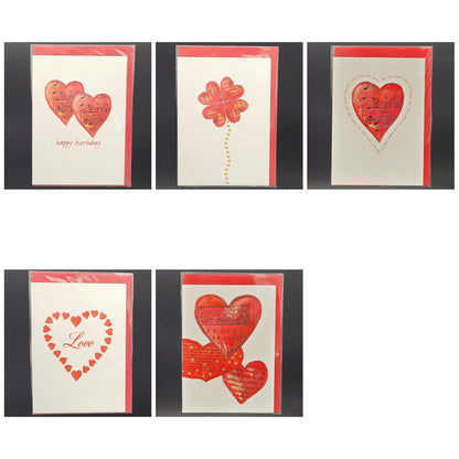 Double cards, red heart in different variations