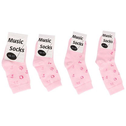 Music baby socks with notes in pink