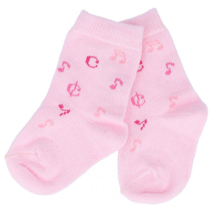 Music baby socks with notes in pink