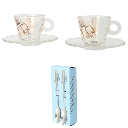 Gift set of 2 espresso cups and espresso spoons