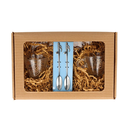 Gift set of 2 espresso cups and espresso spoons